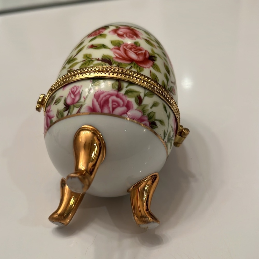 Vintage 🌸 3-Piece Mini Porcelain Set Bell, Teapot Egg Trinket Box Floral Small - Picture 15 of 16